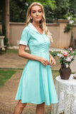 V Pescoço 1950 Swing Dress