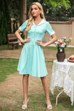 V Pescoço 1950 Swing Dress
