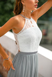 Vestido Longo Cinza Costas Abertas