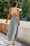 Vestido Longo Cinza Costas Abertas