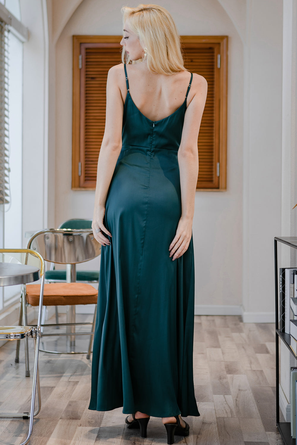 Simples Burgundy longo da dama de honra Prom Dress