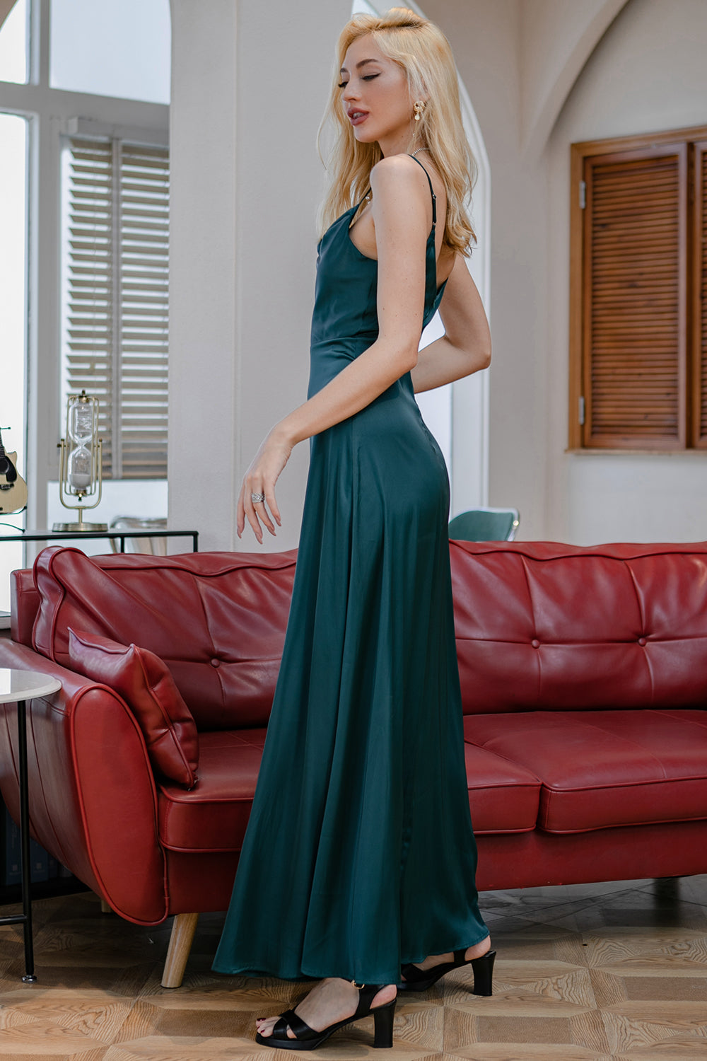 Simples Burgundy longo da dama de honra Prom Dress