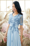 Gola V Mãe De Azul Bride Vestido Com Apliques