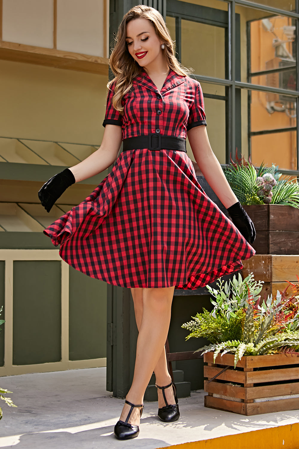 1950s Vestido Vintage  Vermelho