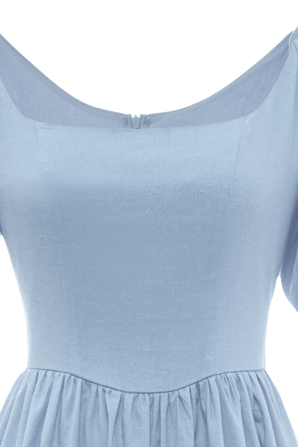 Vestido de verão azul de pescoço quadrado de estilo retro quadrado