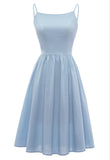 Spaghetti Tiras vestido de verão azul com bowknot