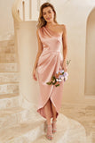 Dusty Rose One Ombro Vestido de dama de honra