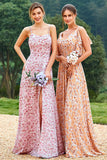 Vestido de dama de honra de impressão floral rosa