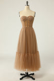 Vestido de baile khaki Polka Dots Corset