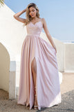 Blush Sequins Vestido de baile com fenda