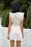 Vestido de renda de decote em V branco