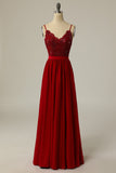 Vestido de baile comprido da Borgonha com renda de missangas