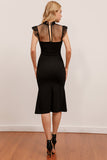 Sereia gola alta Bodycon vestido