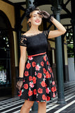Vestido de retalhos off-ombro