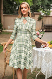 Vestido de xadrez de estilo retrô com buraco de fechadura