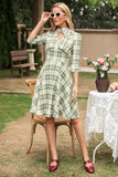 Vestido de xadrez de estilo retrô com buraco de fechadura
