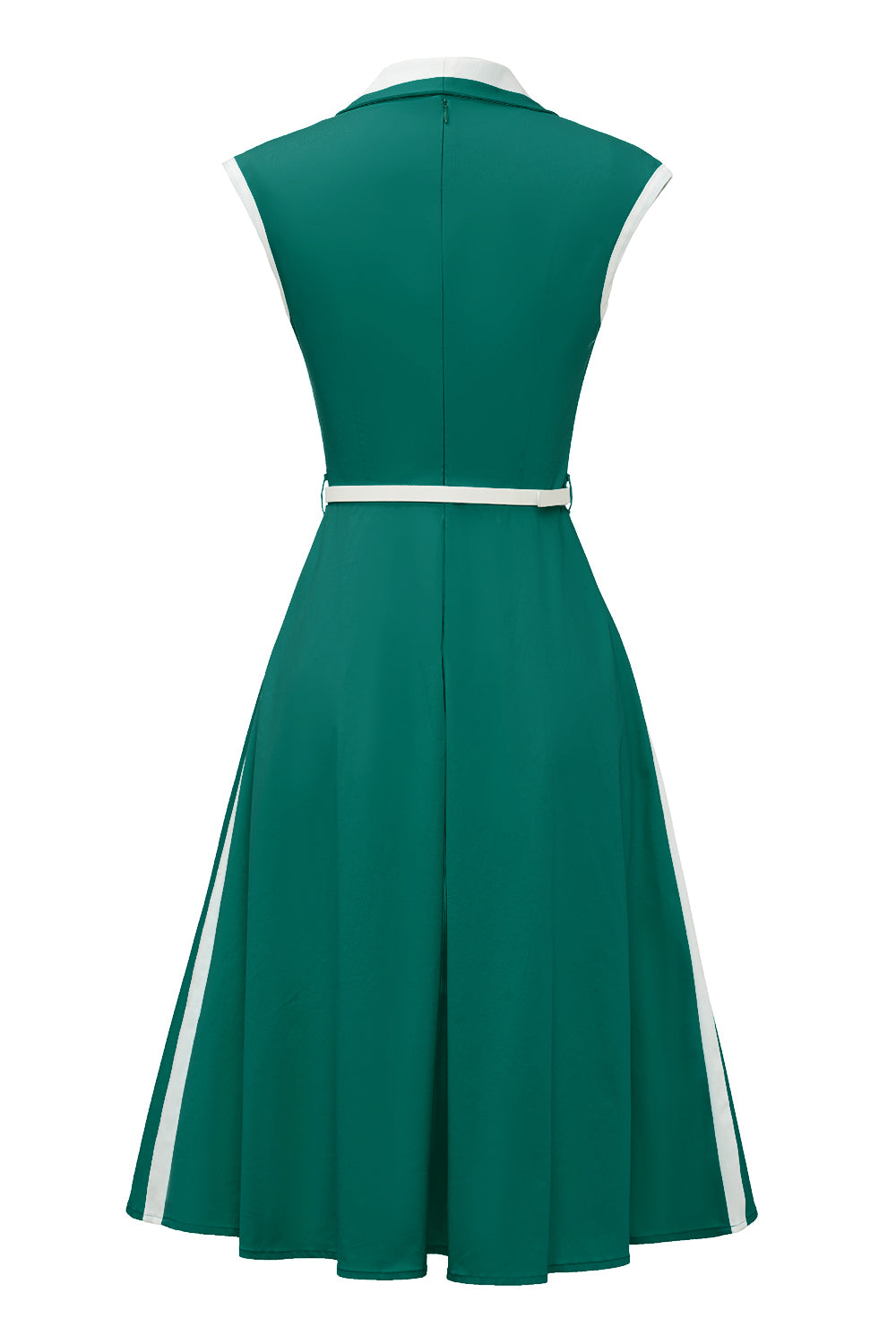 Lapel Neck Green Swing 1950s Vestido com cinto
