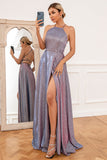 Vestido de baile longo roxo brilhante