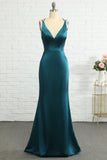 Peacock Blue Mermaid Sem Costas Longo Vestido de Baile