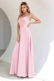 Blush Spaghetti Tiras longo vestido de baile com fenda