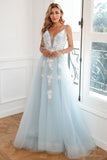 Vestido de baile de tule de tule azul claro