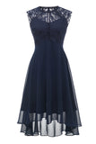 Vestido de renda de chiffon vermelho escuro
