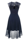 Vestido de renda de chiffon vermelho escuro