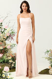 Sereia Rosa Chiffon Vestido de Dama de Honor