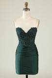 Vestido de Cocktail Verde Escuro Sem Cintas