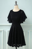 Vestido de renda de mangas de batwing