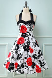 Retro Halter impresso vestido vintage