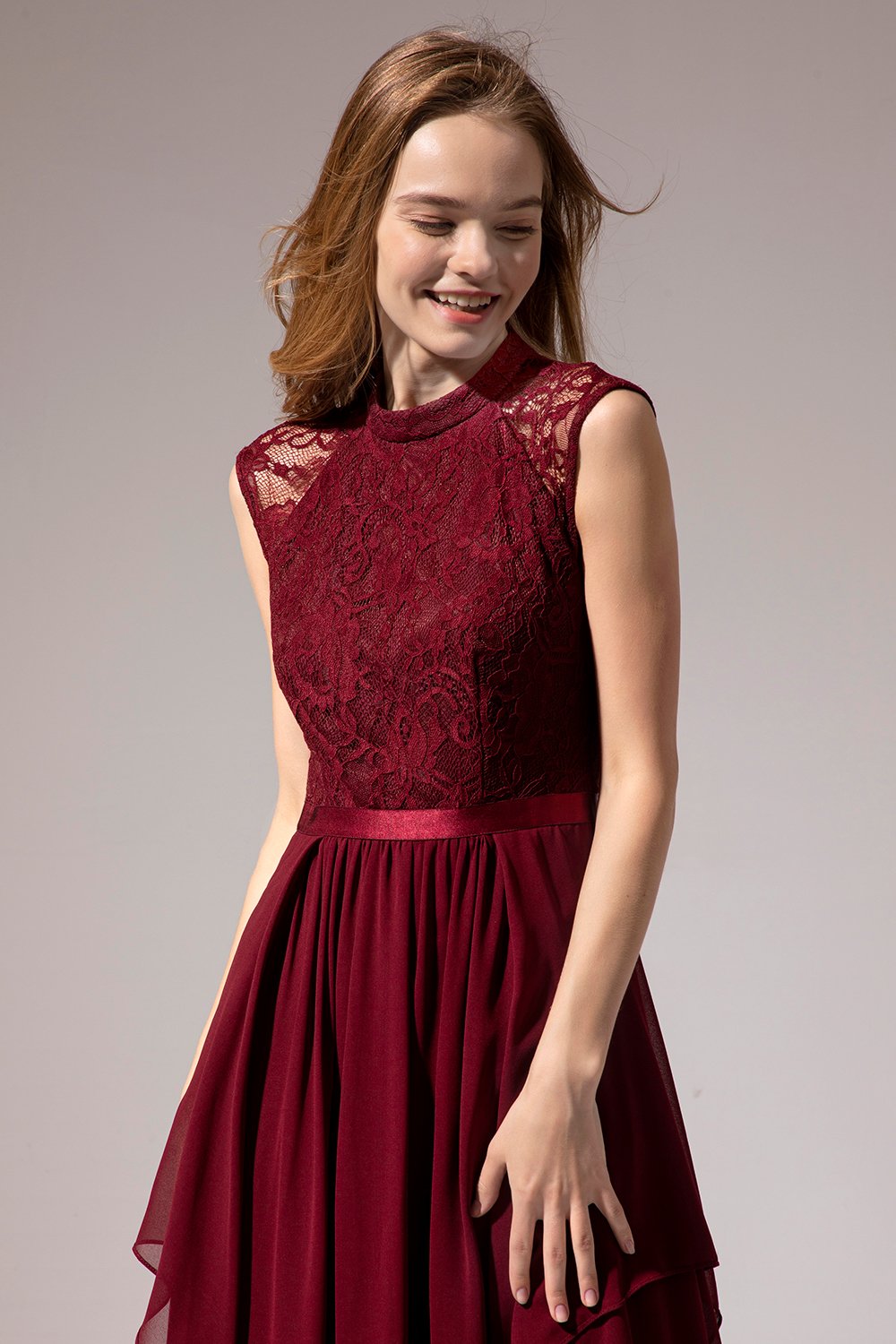 Vestido de baile de Chiffon Longo Borgonha