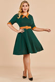 Vestido verde v pescoço swing festa