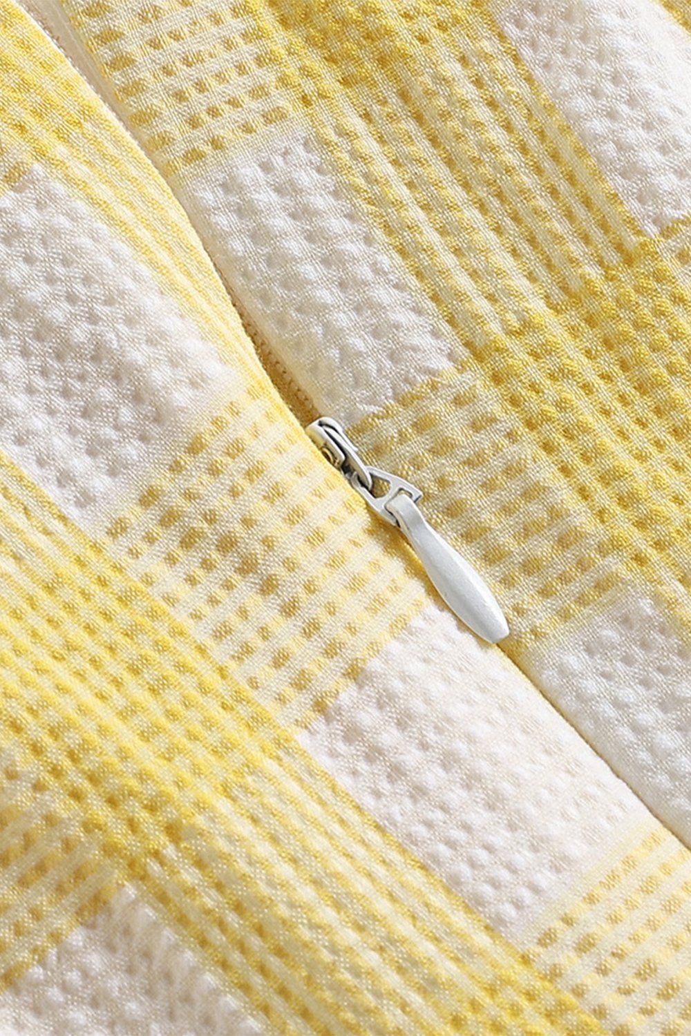 Vestido amarelo plaid halter 1950