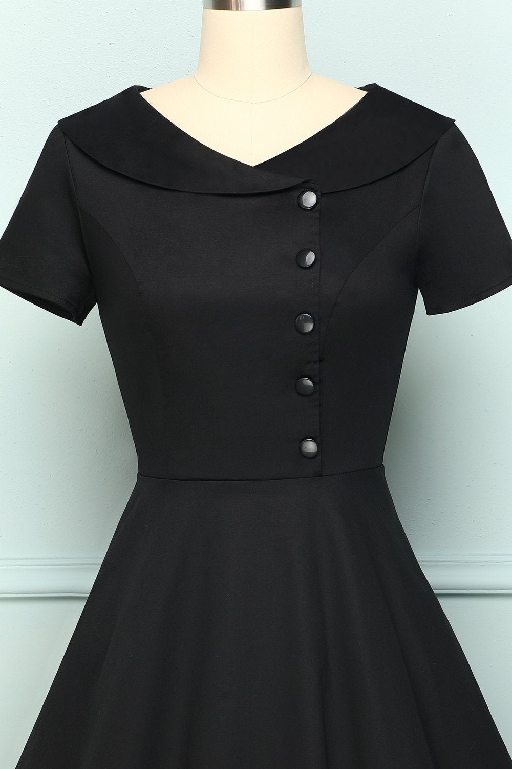 Black Button Dress - ZAPAKA