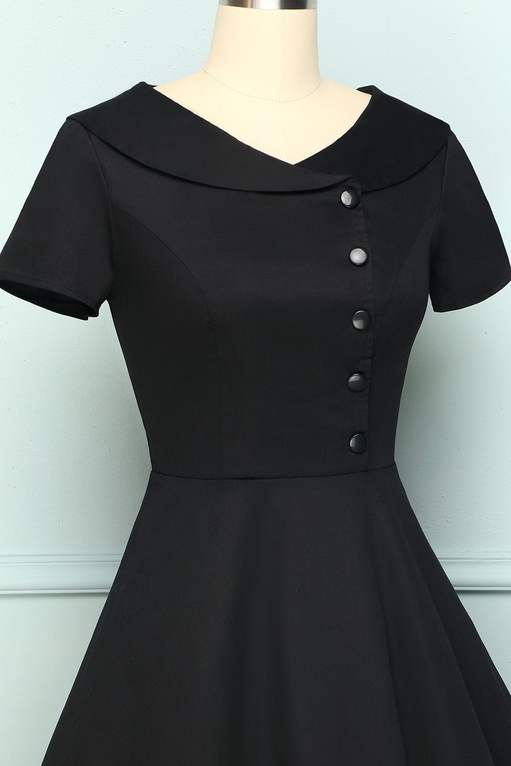 Black Button Dress - ZAPAKA