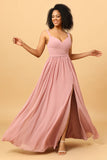 Rosa Vestido Comprido de Dama de Honra