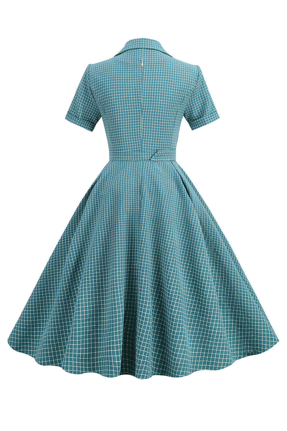 Vestido de xadrez vermelho de estilo retrô de 1950