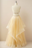 Duas peças Halter Beaded Vestido de baile