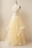 Duas peças Halter Beaded Vestido de baile