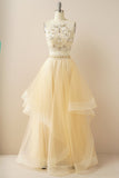 Duas peças Halter Beaded Vestido de baile