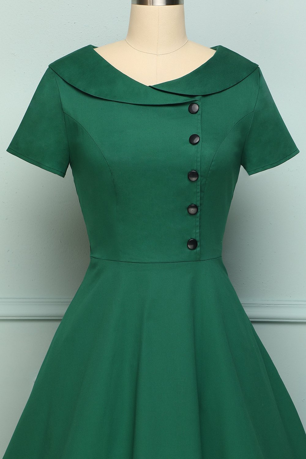Green Button Dress - ZAPAKA