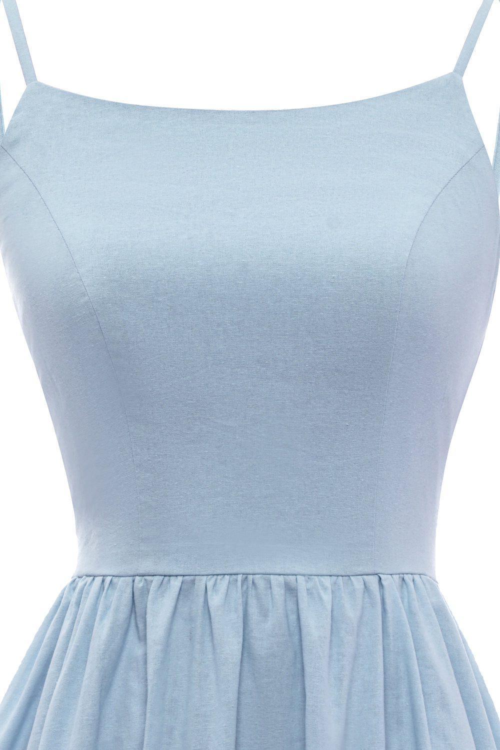 Spaghetti Tiras vestido de verão azul com bowknot