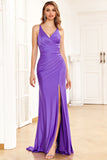 Vestido de Festa Roxo Gola em V