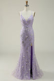 Sereia Esparguete Alças Roxo Vestido de Baile
