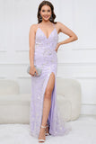 Sereia Esparguete Correias Roxo Vestido de Baile
