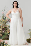 Renda de marfim & macacão Chiffon para casamento