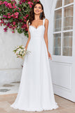 Marfim Scoop Neck Boho vestido de noiva simples com renda