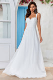 Marfim Scoop Neck Boho vestido de noiva simples com renda
