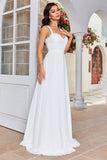 Marfim Scoop Neck Boho vestido de noiva simples com renda